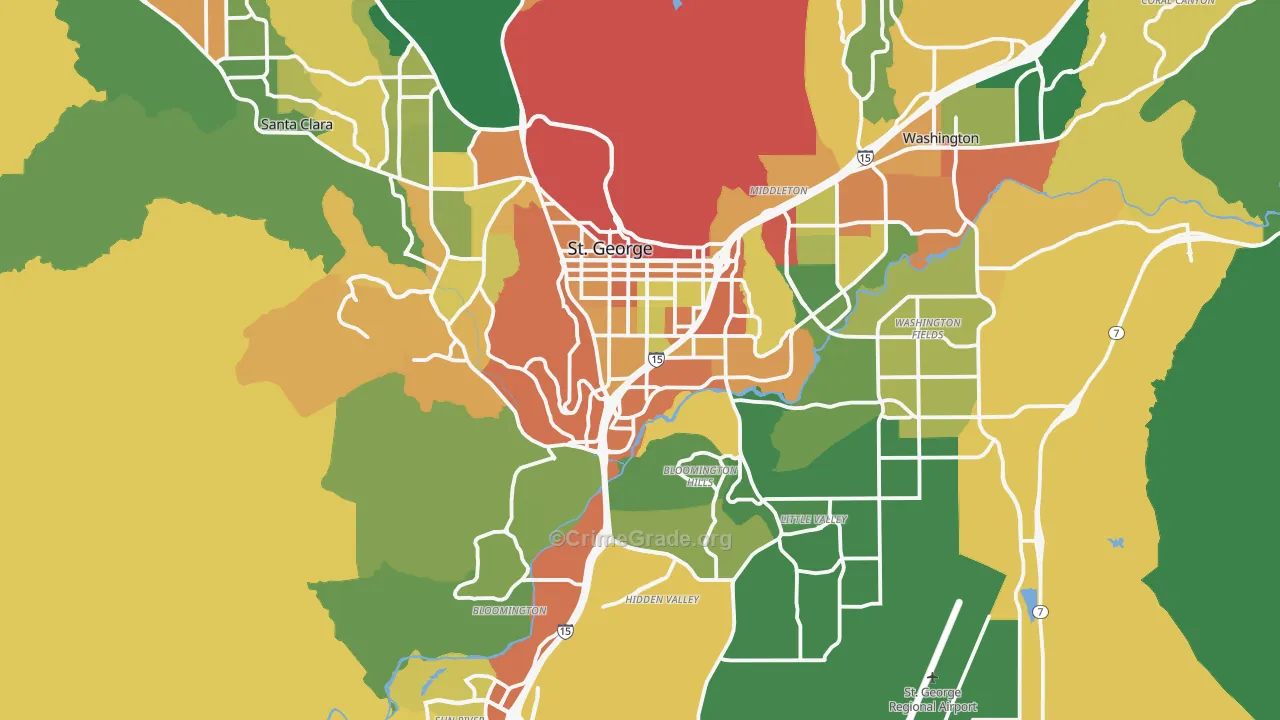 St. George, UT Map of Theft Rates
