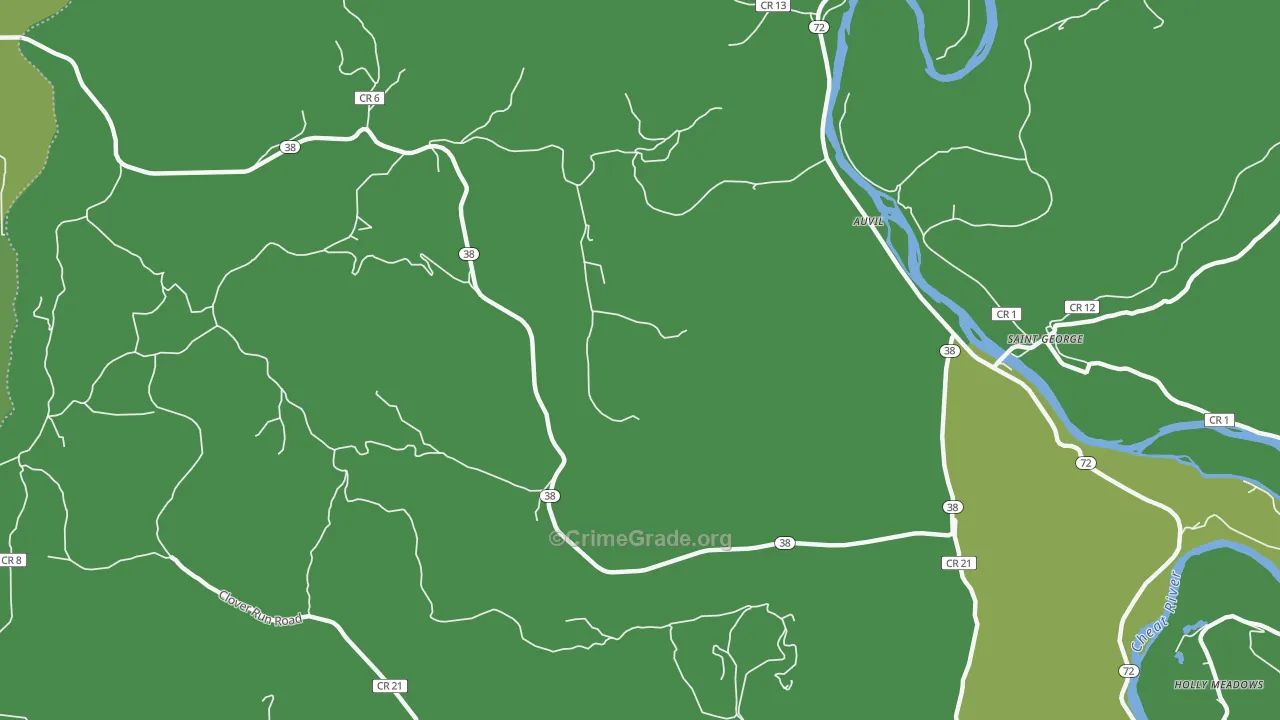 St. George, WV Map of Theft Rates