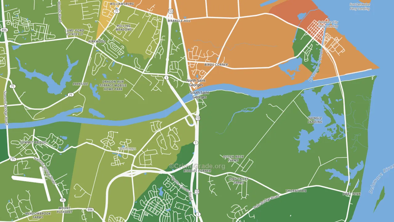 St. Georges, DE Map of Theft Rates