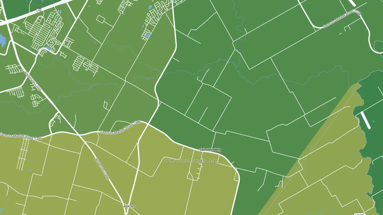 St. Hedwig, TX Map of Theft Rates