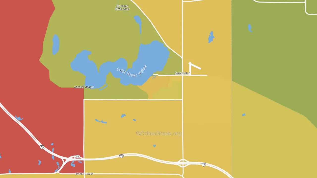 St. Helen, MI Map of Theft Rates