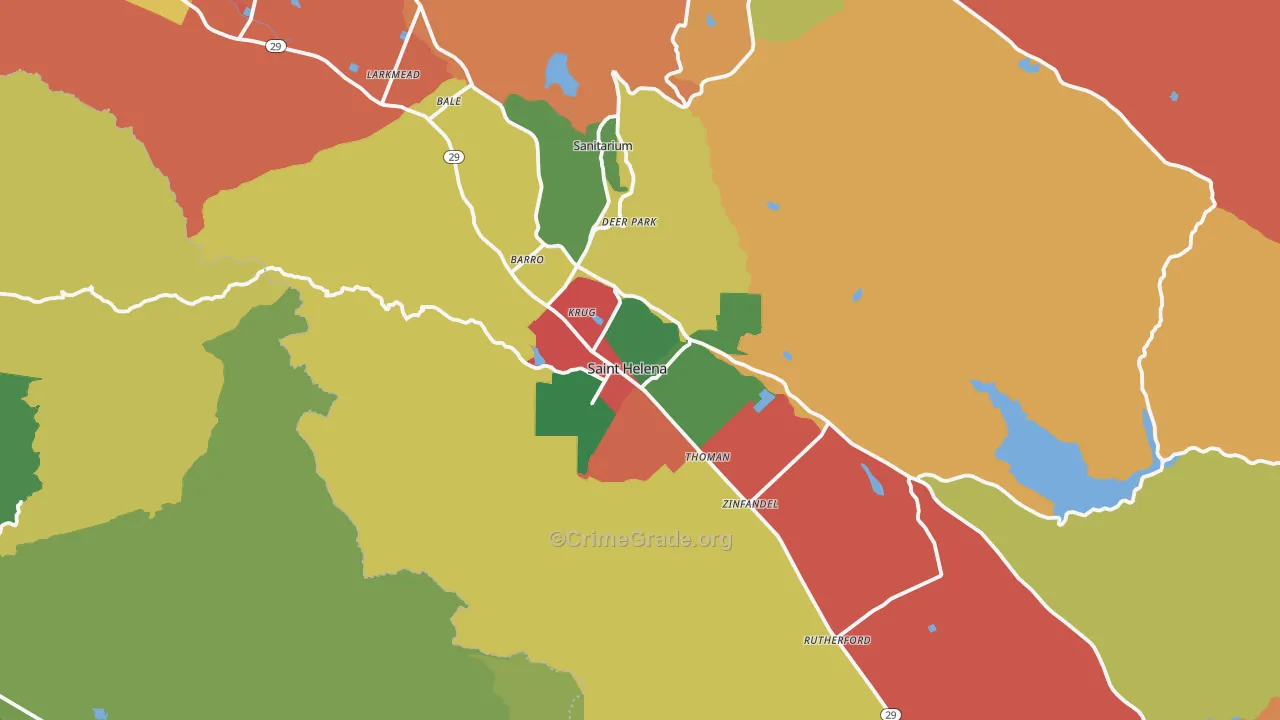 St. Helena, CA Map of Theft Rates