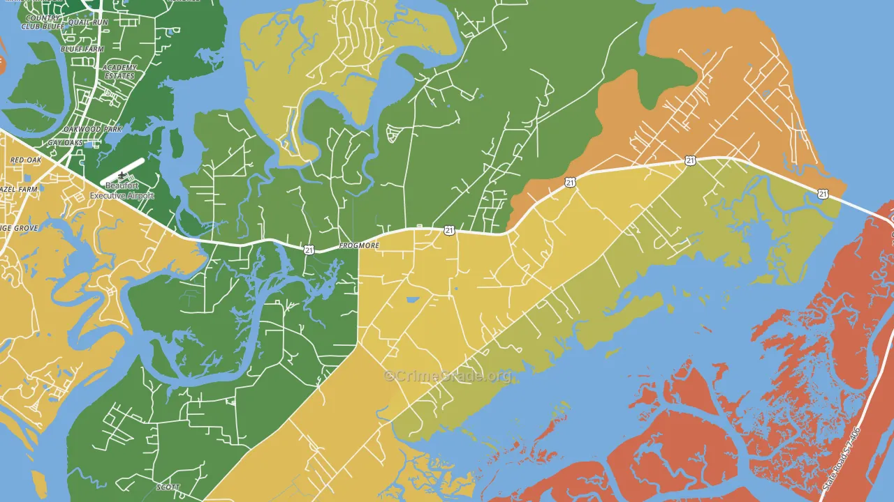 St. Helena Island, SC Map of Theft Rates