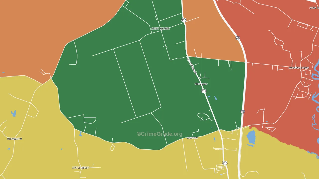 St. Helena, NC Map of Theft Rates