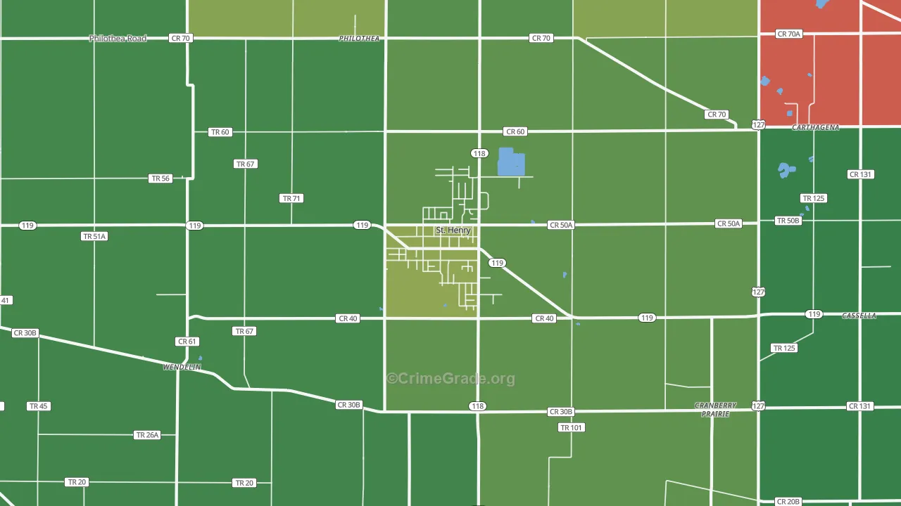 St. Henry, OH Map of Theft Rates