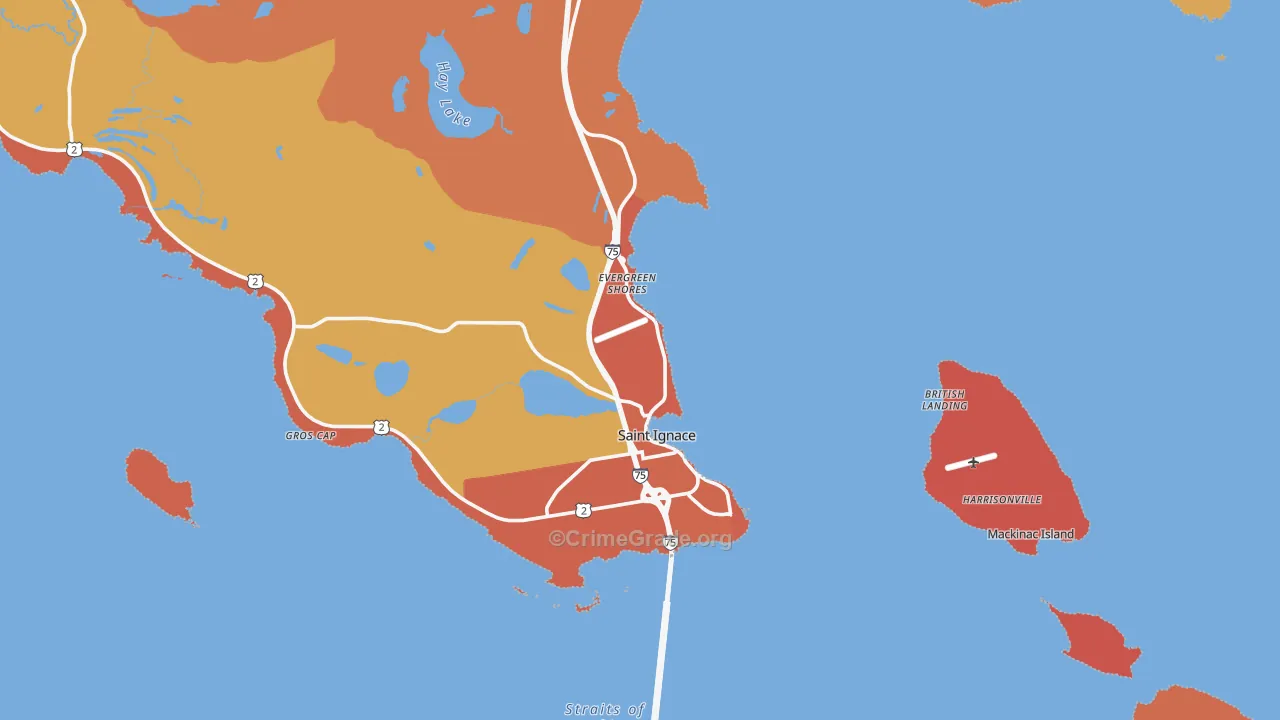 St. Ignace, MI Map of Theft Rates