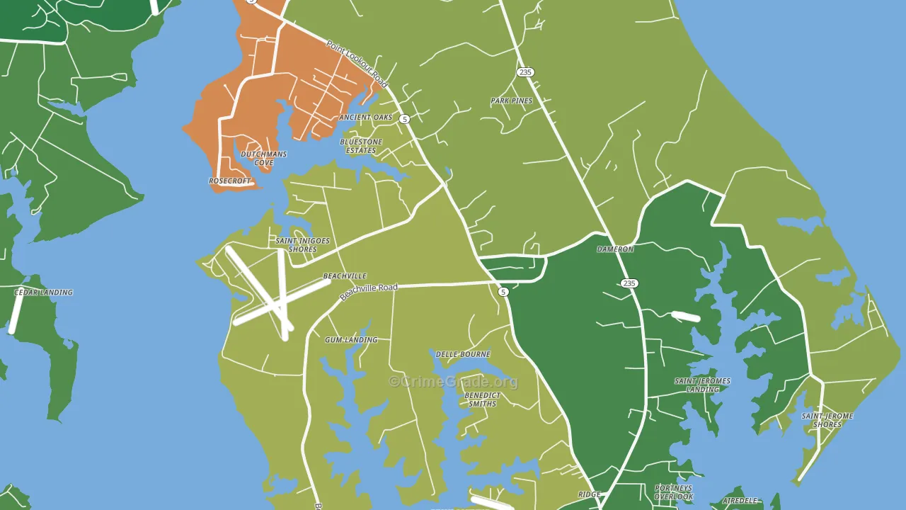 St. Inigoes, MD Map of Theft Rates