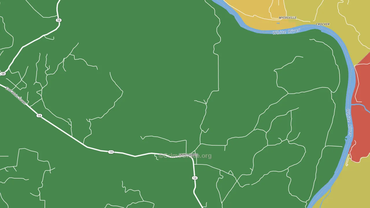 St. James, AR Map of Theft Rates