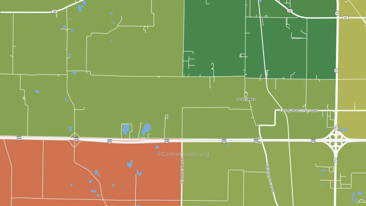 St. James, IN Map of Theft Rates