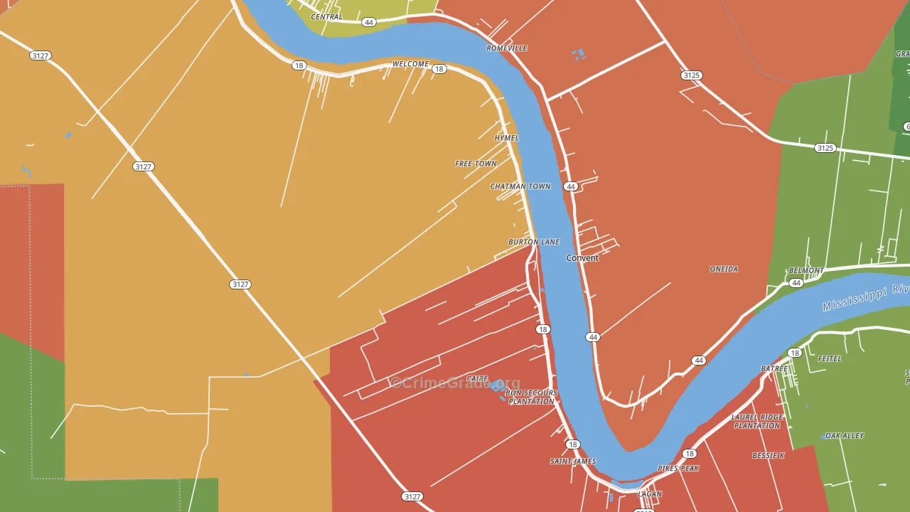 St. James, LA Map of Theft Rates
