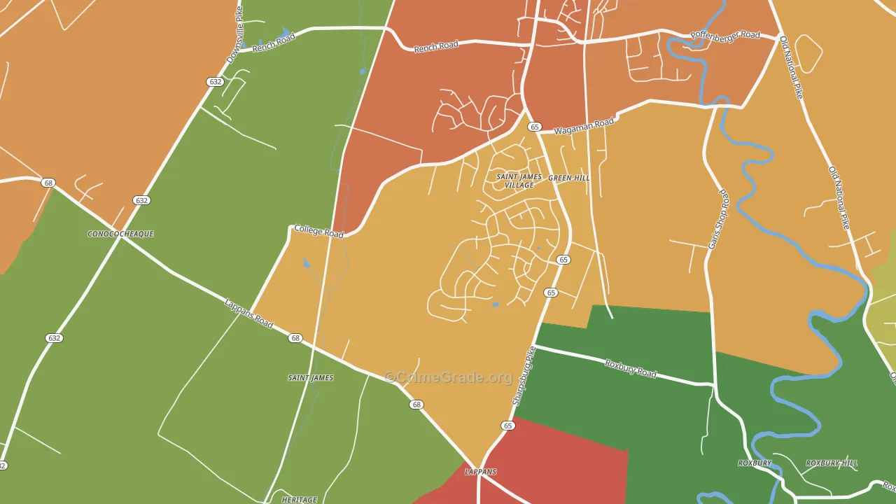 St. James, MD Map of Theft Rates
