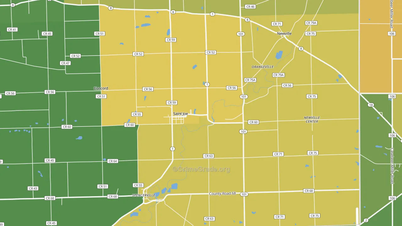 St. Joe, IN Map of Theft Rates