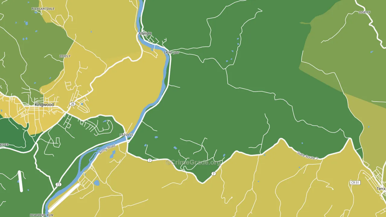 St. Joe, WV Map of Theft Rates