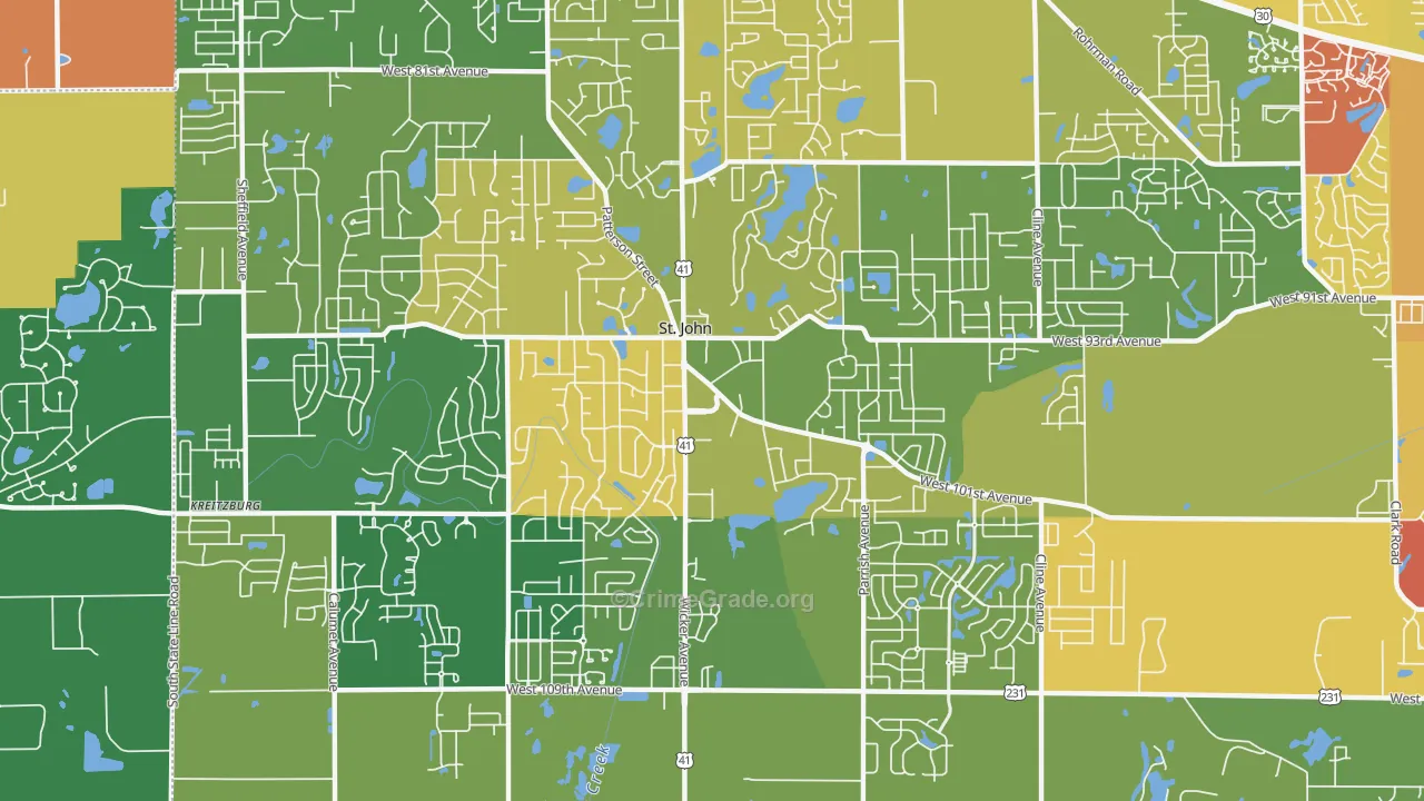 St. John, IN Map of Theft Rates