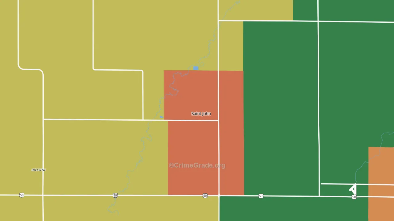 St. John, KS Map of Theft Rates