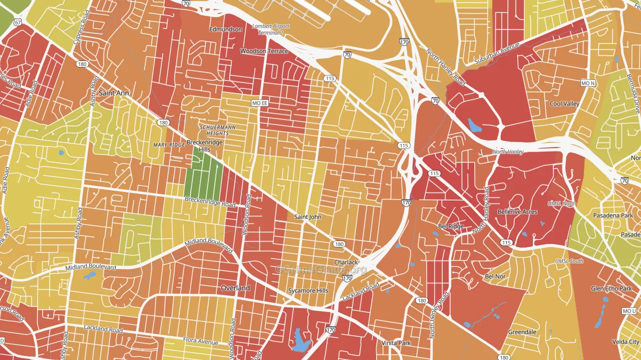 St. John, MO Map of Theft Rates