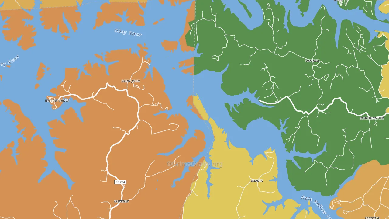 St. John, TN Map of Theft Rates