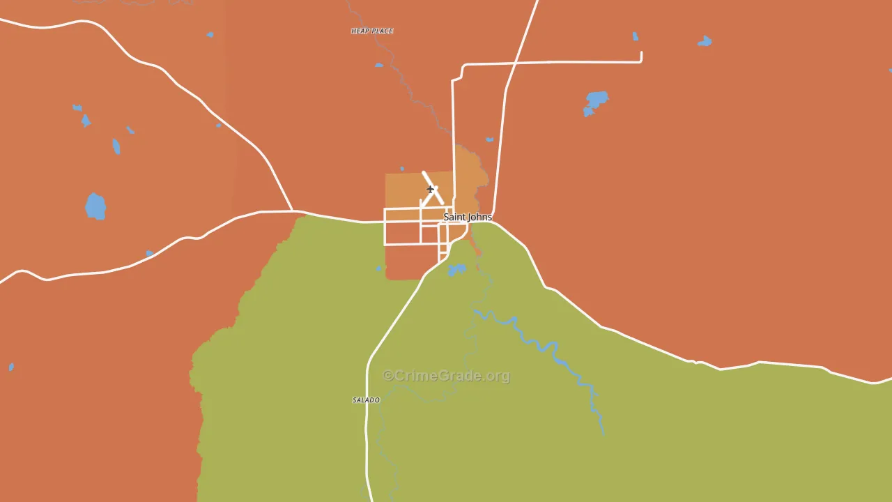St. Johns, AZ Map of Theft Rates