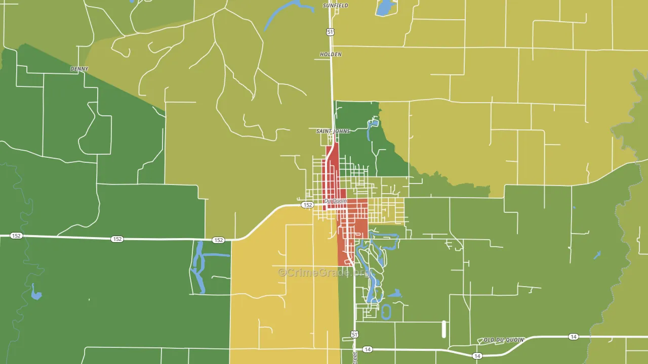 St. Johns, IL Map of Theft Rates