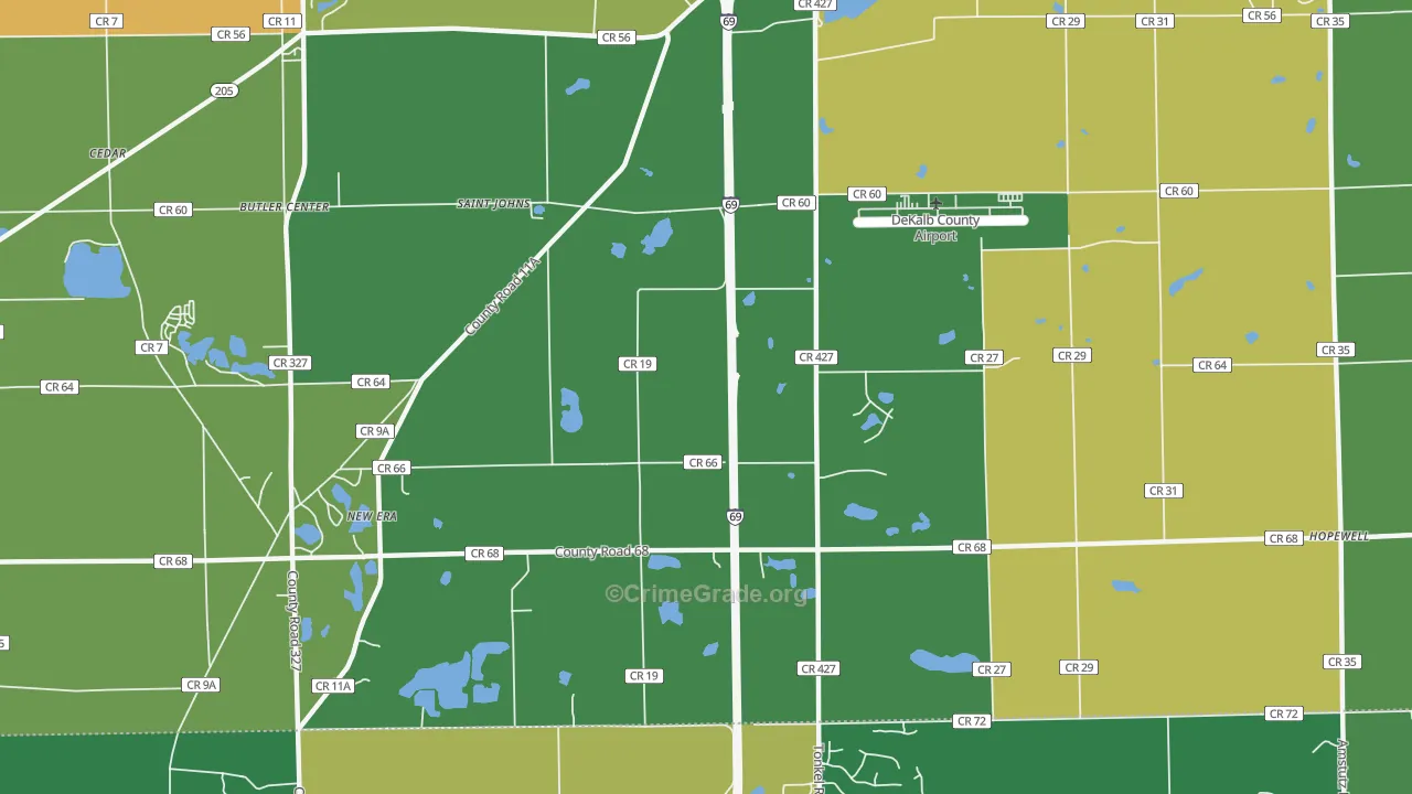 St. Johns, IN Map of Theft Rates