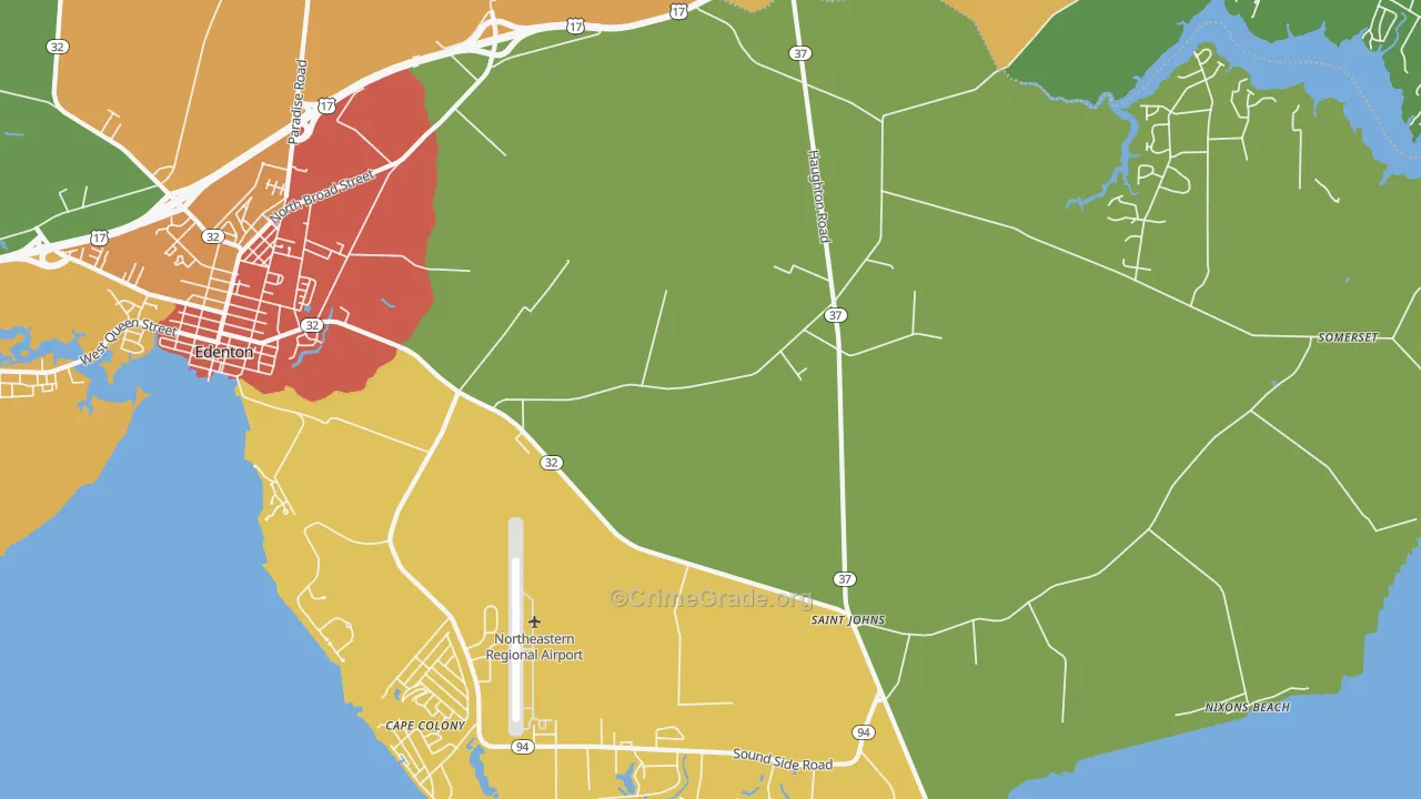 St. Johns, NC Map of Theft Rates