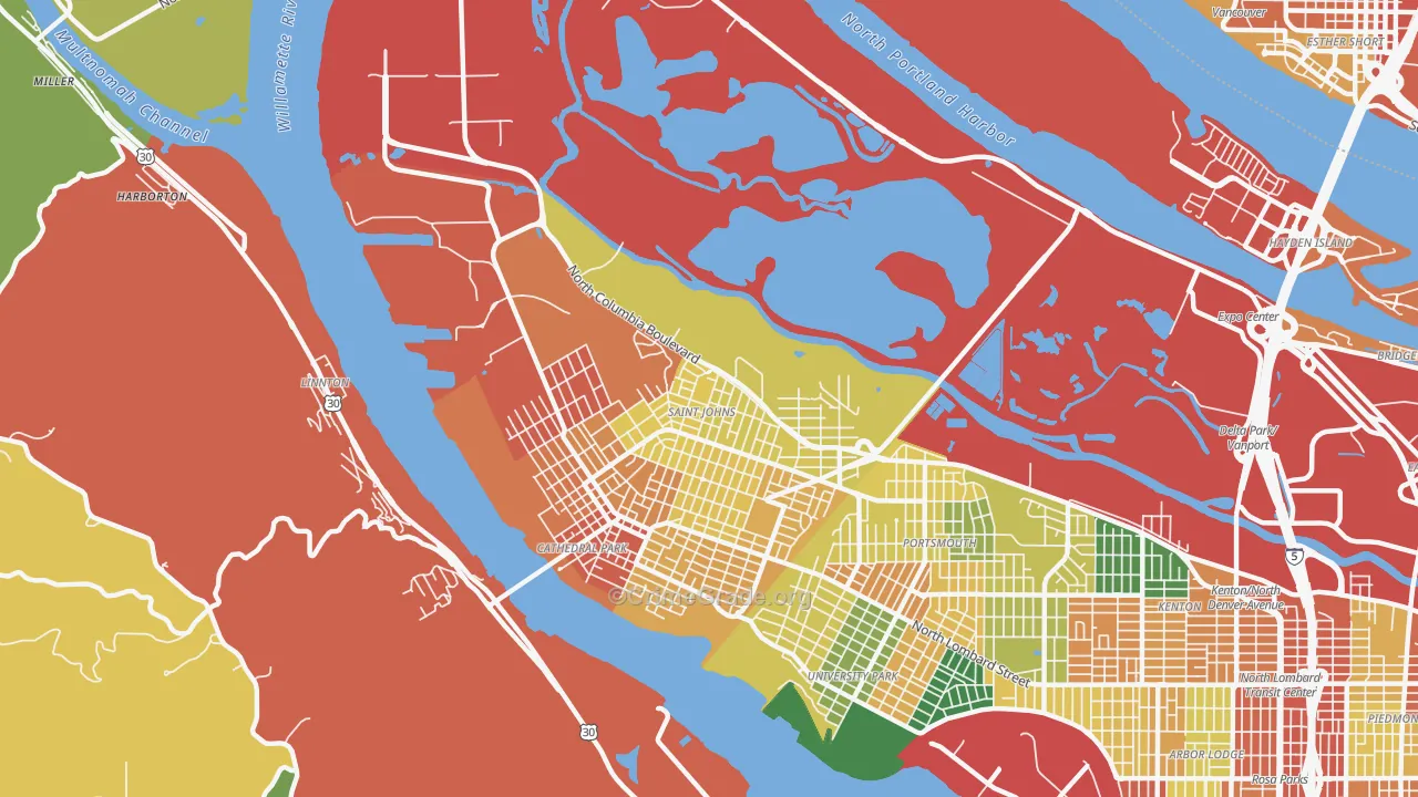 St. Johns, Portland, OR Map of Theft Rates