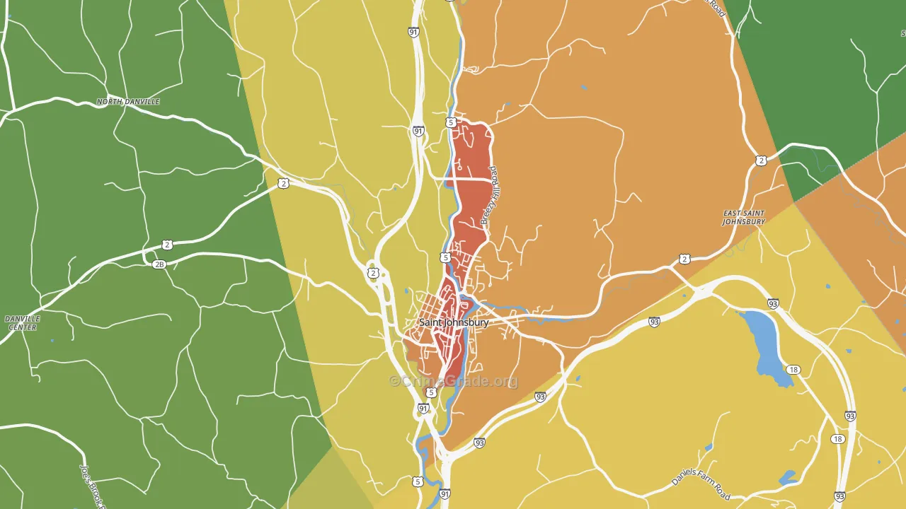 St. Johnsbury, VT Map of Theft Rates