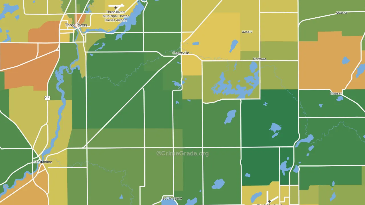 St. Joseph County, MI Map of Theft Rates