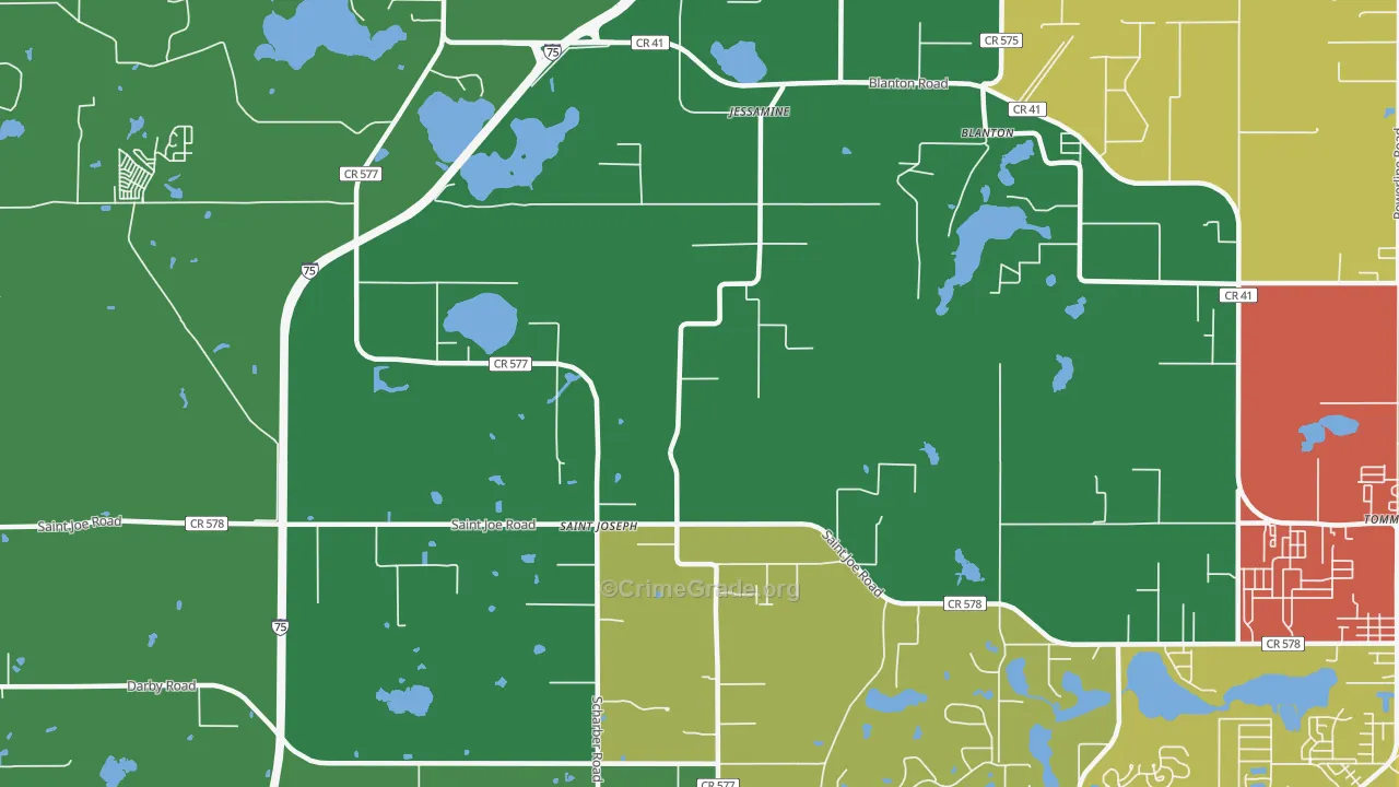 St. Joseph, FL Map of Theft Rates