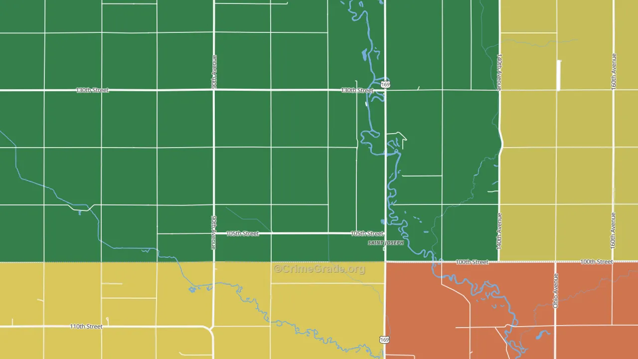 St. Joseph, IA Map of Theft Rates