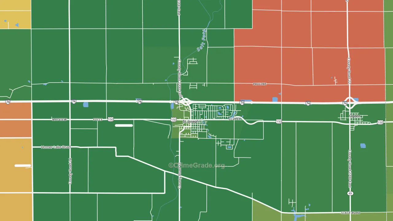 St. Joseph, IL Map of Theft Rates