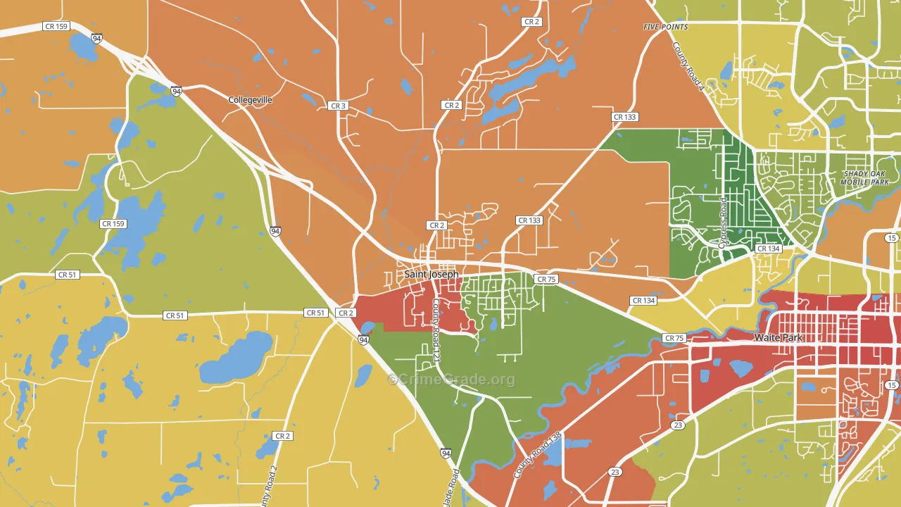 St. Joseph, MN Map of Theft Rates