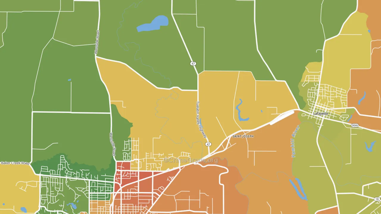 St. Joseph, OR Map of Theft Rates