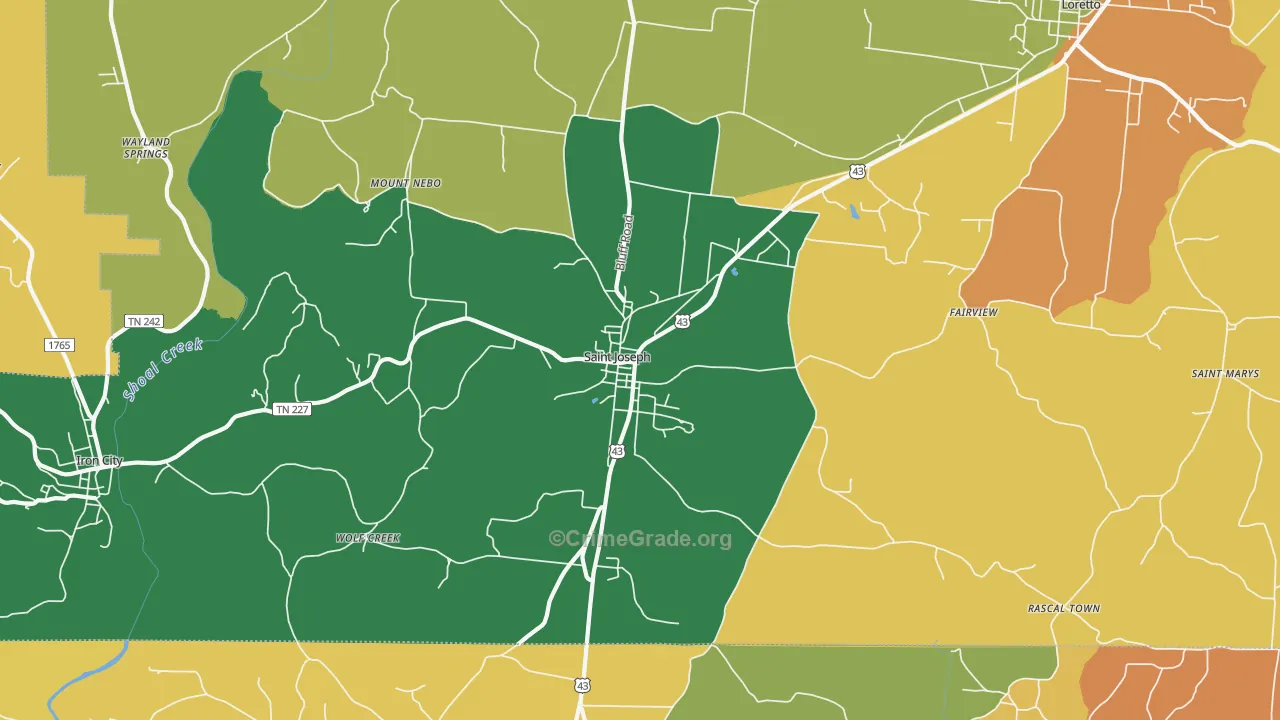 St. Joseph, TN Map of Theft Rates