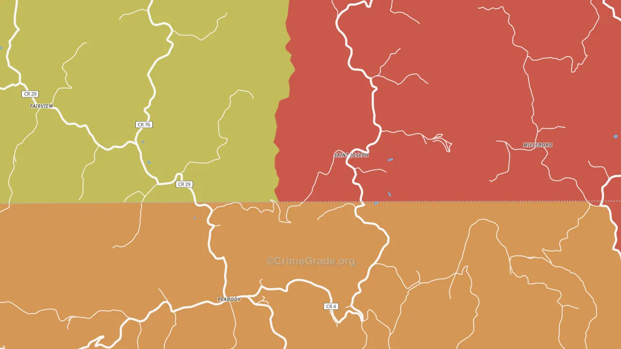 St. Joseph, WV Map of Theft Rates