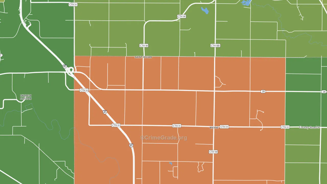 St. Kilian, WI Map of Theft Rates