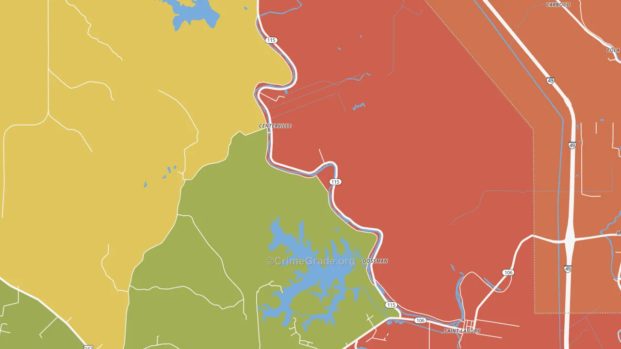 St. Landry, LA Map of Theft Rates