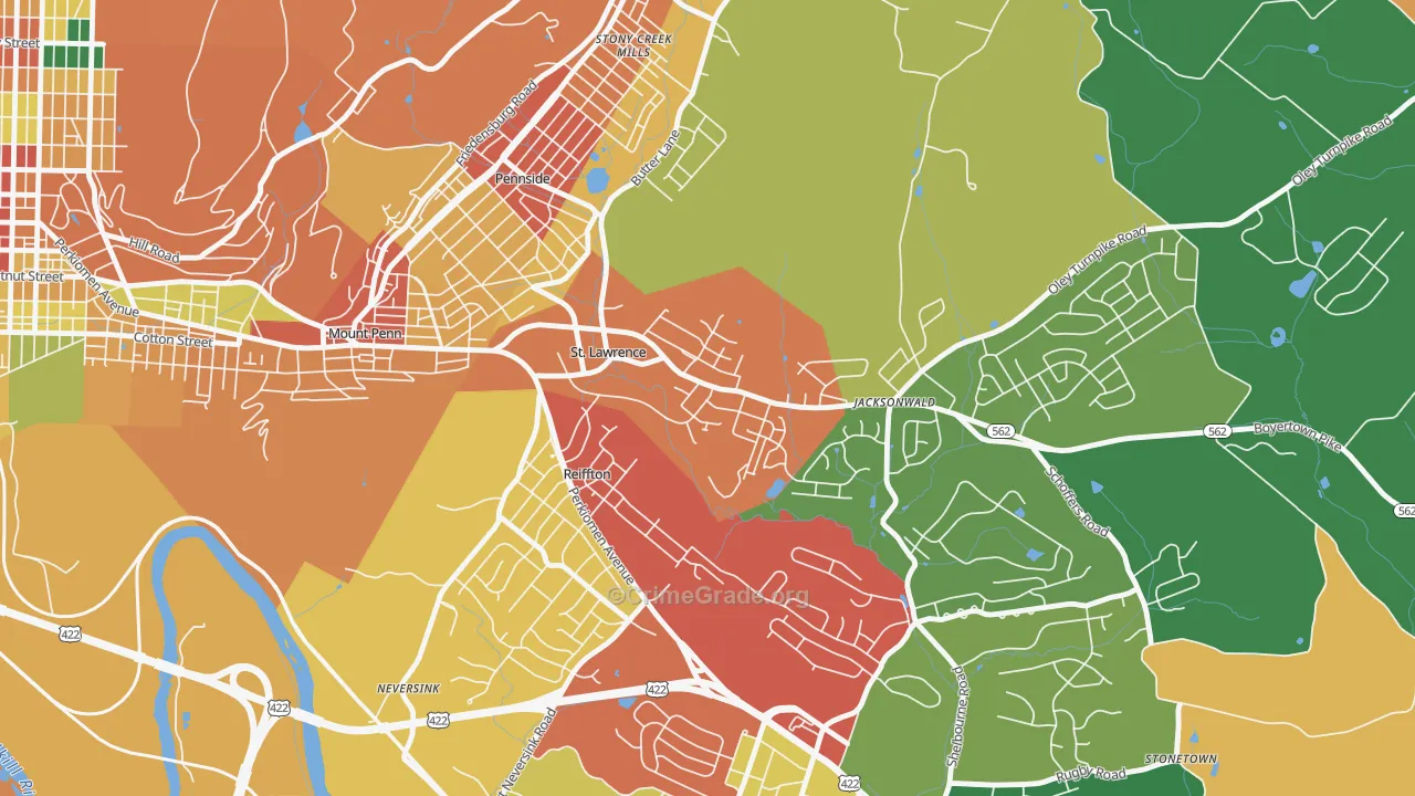 St. Lawrence, PA Map of Theft Rates