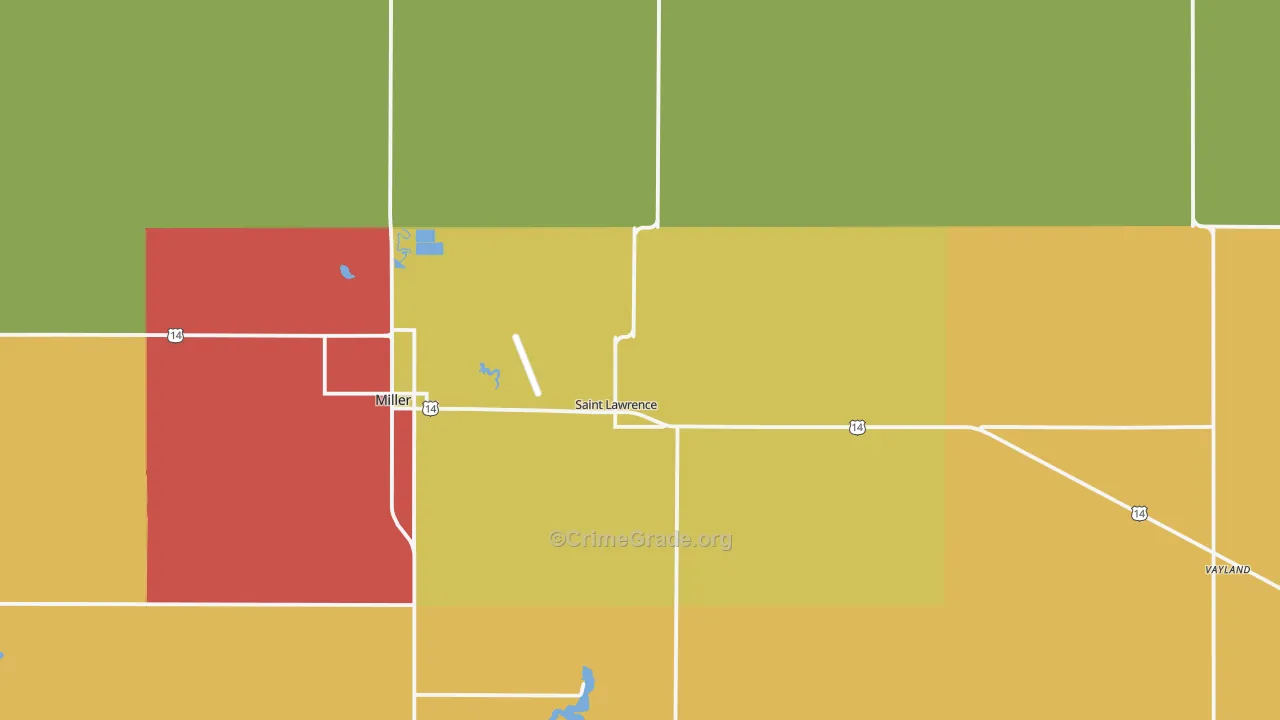 St. Lawrence, SD Map of Theft Rates