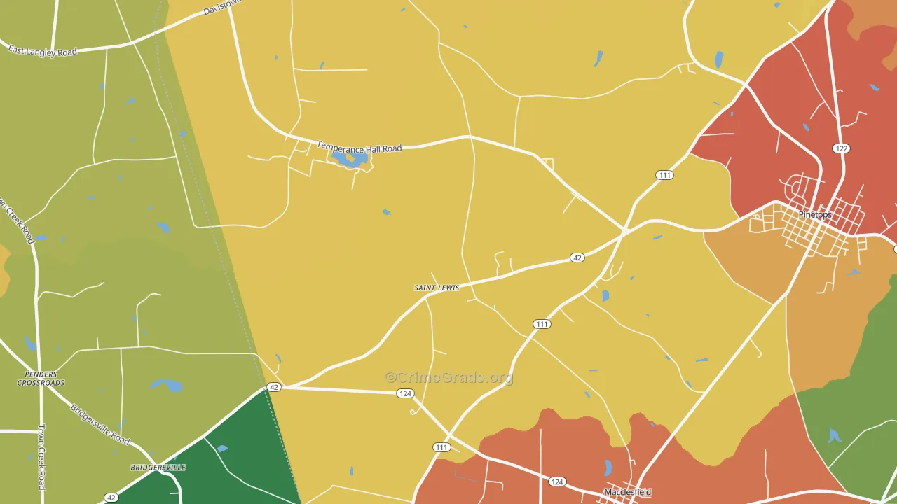 St. Lewis, NC Map of Theft Rates