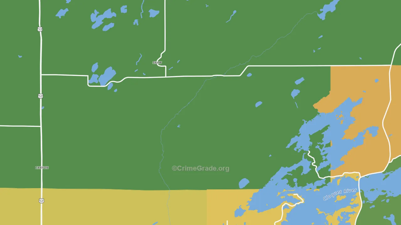 St. Louis County, MN Map of Theft Rates