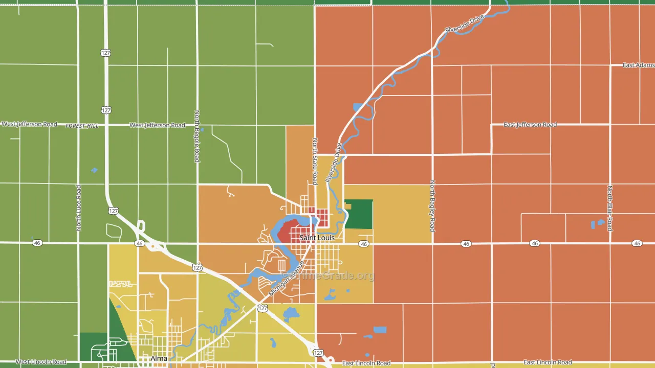 St. Louis, MI Map of Theft Rates