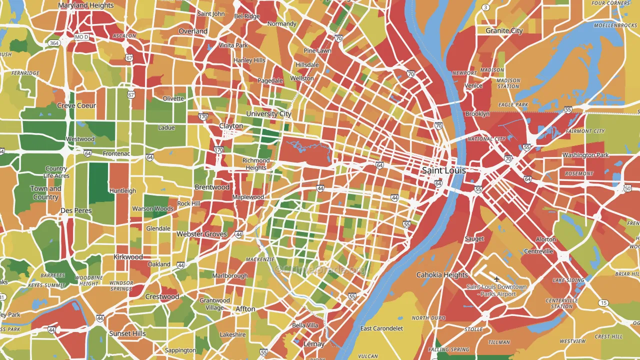 St. Louis, MO Map of Theft Rates