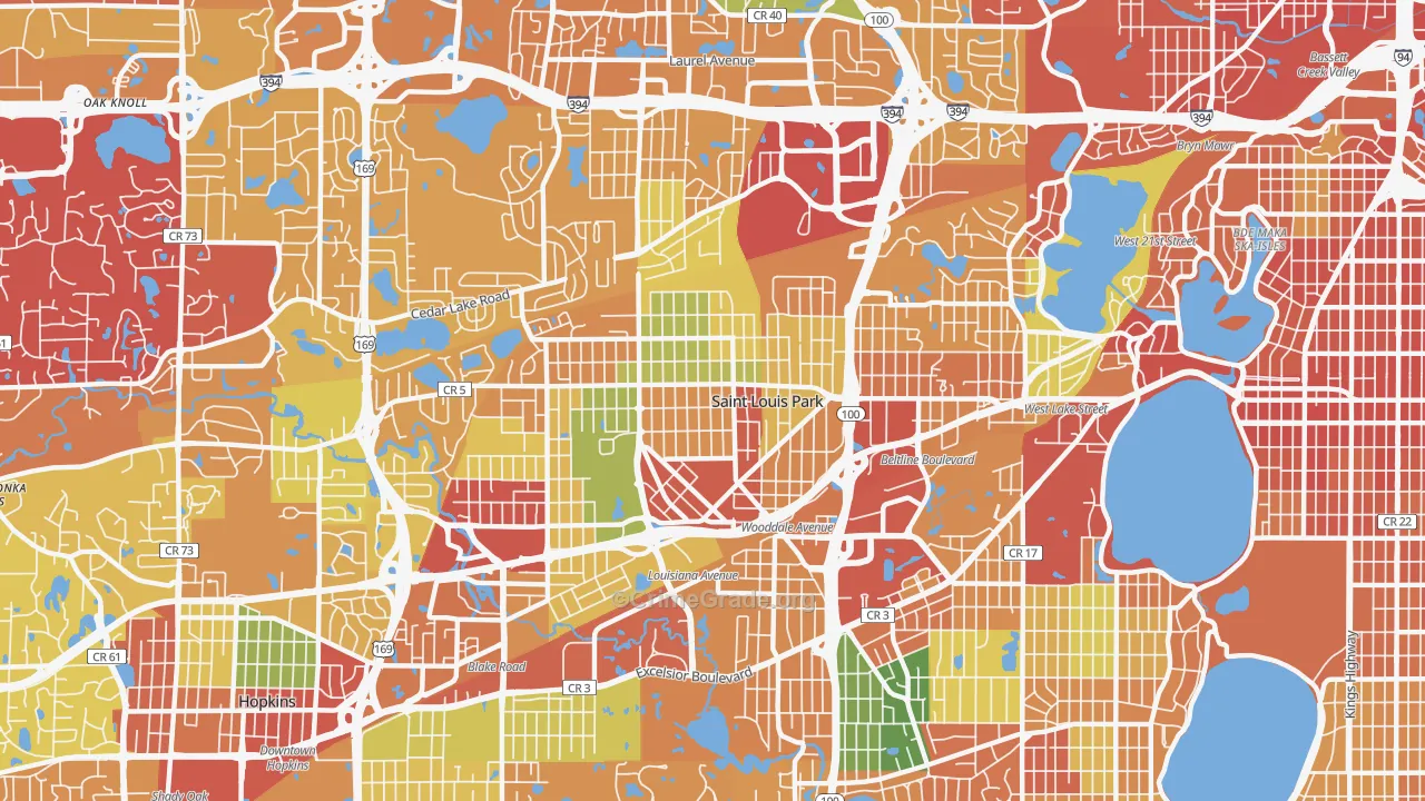 St. Louis Park, MN Map of Theft Rates