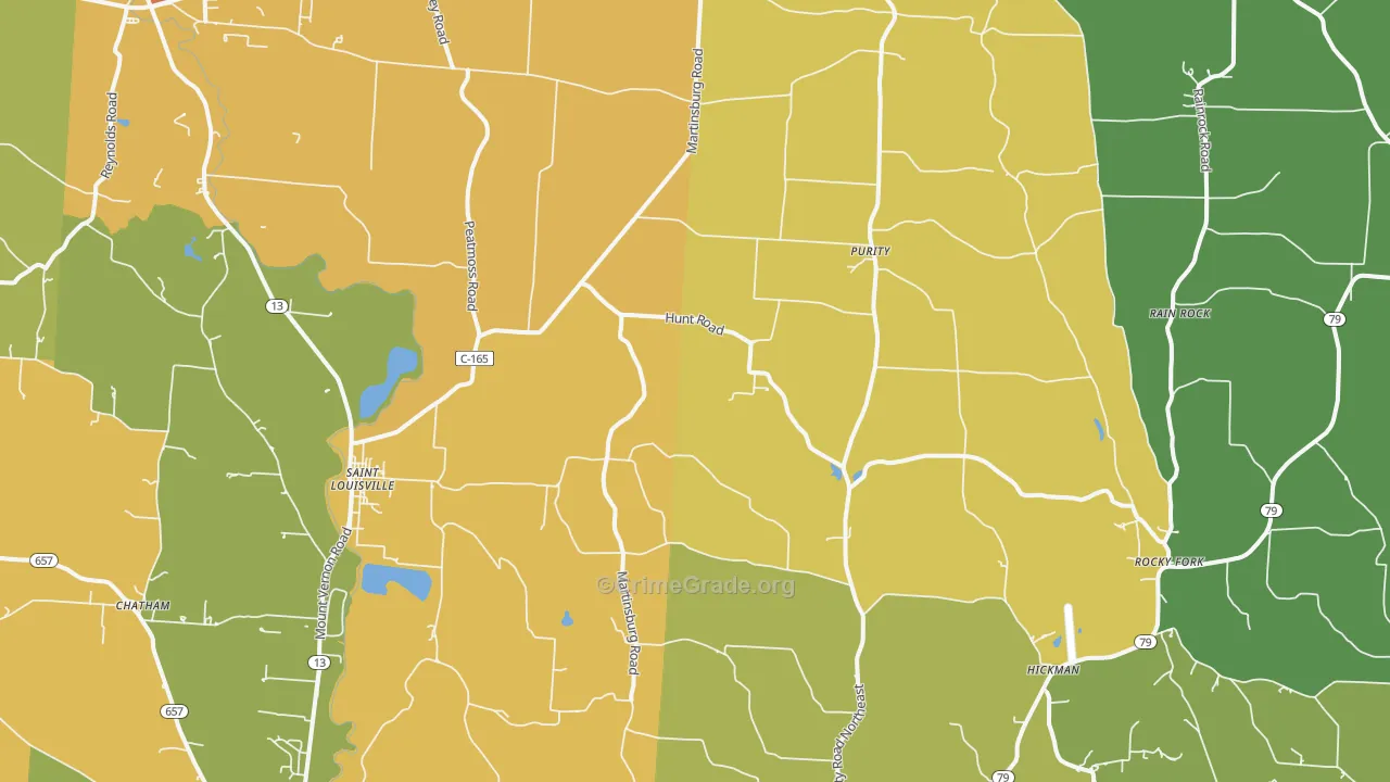 St. Louisville, OH Map of Theft Rates