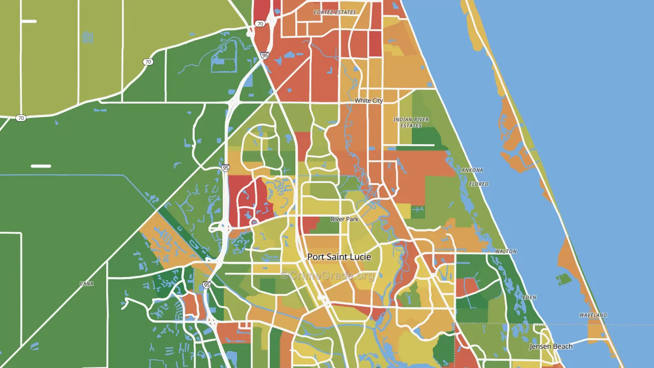 St. Lucie County, FL Map of Theft Rates