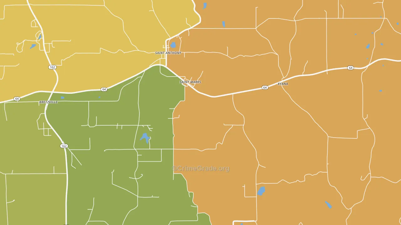 St. Marks, IN Map of Theft Rates