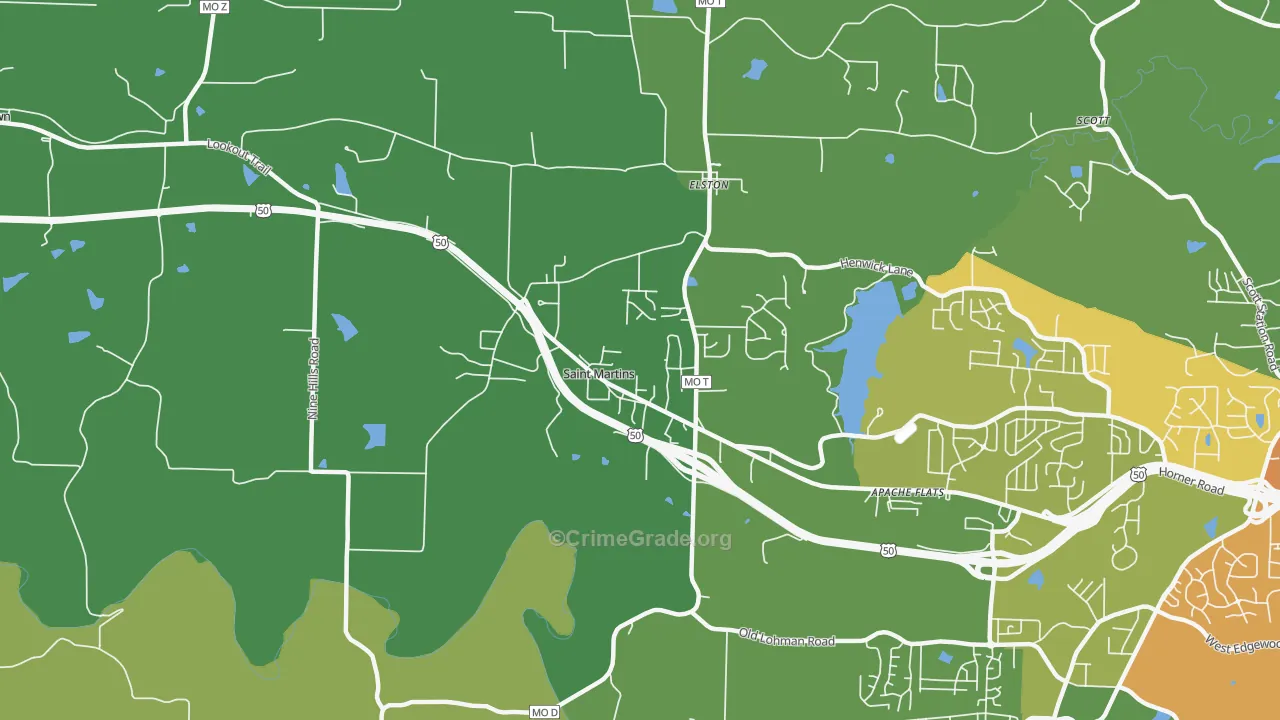 St. Martins, MO Map of Theft Rates