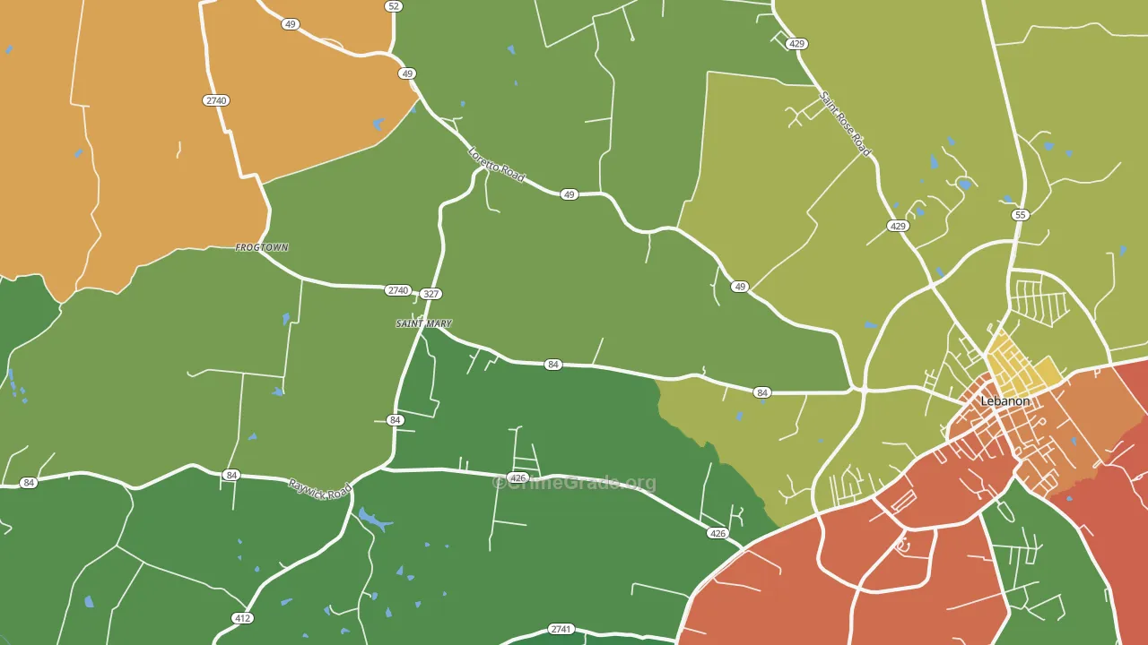 St. Mary, KY Map of Theft Rates