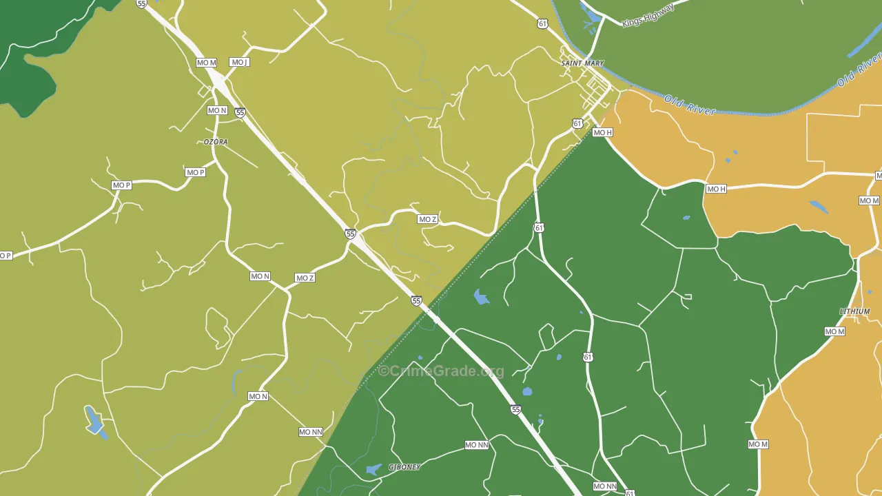 St. Mary, MO Map of Theft Rates